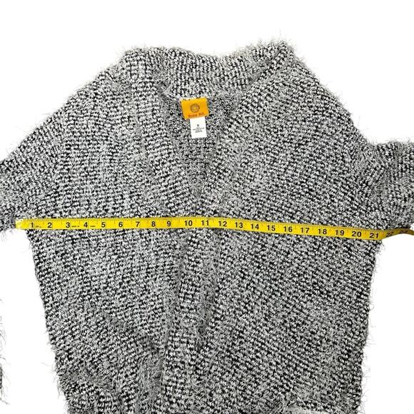 Ruby Rd. Cardigan Sweater Womens Size S Black White Soft Oversized Fit Fuzzy - Picture 6 of 8
